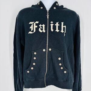 Pre-Owned Faith Men’s Black Sweater Full-Zip Casual Knitwear Size: L